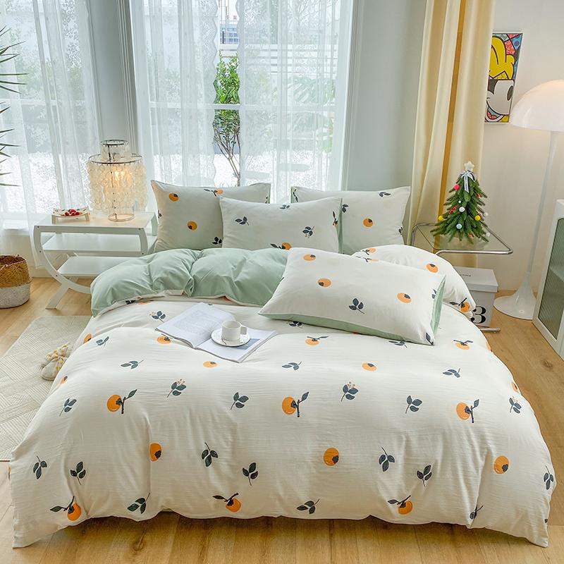 JOYBLISS 4-piece Cartoon Heart-shaped Plant Floral Print Set, Quilt Covers, Bed Sheets and Pillowcases (no Padding), Suitable for Bedroom