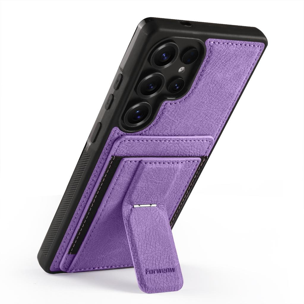 Business Magnetic Cards Solt Leather Phone Case For Samsung S26 Ultra S25 Plus S24 A36 A56 A16 A17 A07 Invisible Bracket Cover