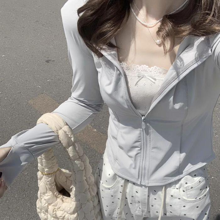 2025 Damen Sommer Leichte UV-Schutz Radjacke mit Kapuze