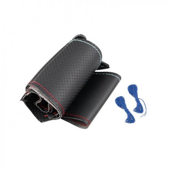 Red-Blue Line Sewing Steering Wheel Leather Cover Trim For BMW X3 E83 2005 -2010