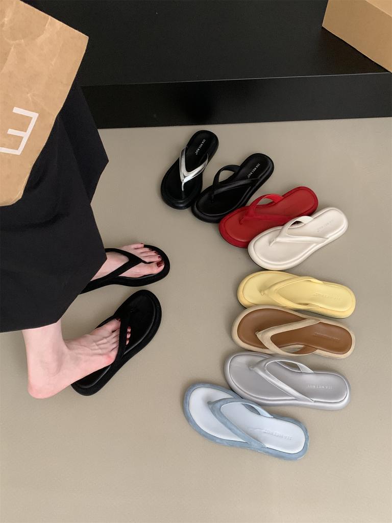 Fashion New Women's Summer Beach Flip Flops Slip-On Fashion Casual Vacation Slippers Clogs Ladies Luxury Slides Low Platform Footwear