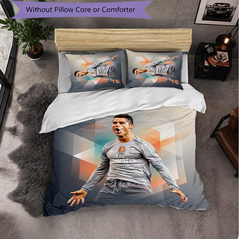 Set Lenzuola 3 Pezzi con Fantasia Cristiano Ronaldo Morbida Microfibra Copripiumino con Federe per Camera da Letto