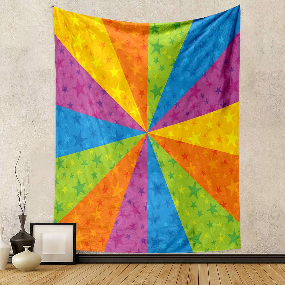 Colorful Starburst Pattern Design Patterned Tapestry Decorative Wall Hanging, Home Bedroom Living Room Decor