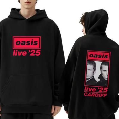 Oasis live'25 CARDIFF Höst Vinter Huvtröja Herr Dam 2025 toppar mode hip hop streetwear vintage Fleece Långärmad Tröjor