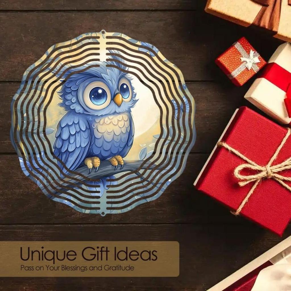 Eule Windspiel 3D Metall Hängende Dekoration für Garten Terrasse Hochzeit Golden Spiegel Reflektierend Vogelabwehr Außen Windspiele Keine Batterie Benötigt