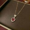 Colorful Zircon Heart Necklace - Japanese Korean Style, Cute Peach Heart, Fresh Temperament Clavicle Chain for Women