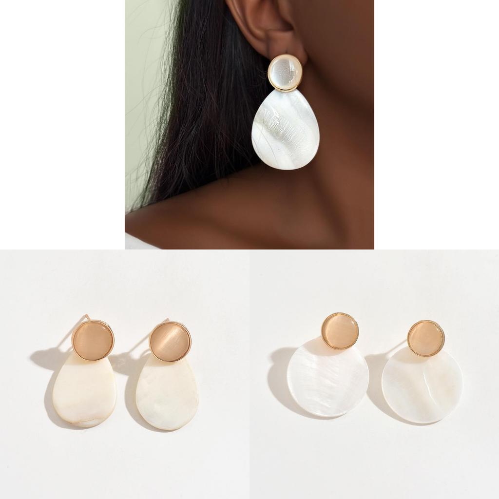 Shell Drop Earrings With Geometric Design For Women Summer Fashion Jewelry