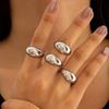 4Pcs/Set Fashion Copper Color Irregular Geometric Open Rings For Women Men Punk Metal Adjustable Knuckle Joint Ring Zircon