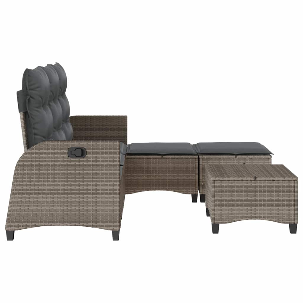 3 Piece L Shaped Garden Sofa Set with Cushions Grey PE Rattan