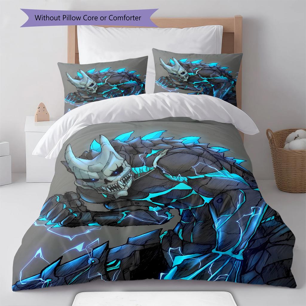 Kaiju No. 8 Pattern Bedding,Quilt Set Quilt Cover Pillowcase Home Birthday Gift (1 * Duvet Cover + 2 * Pillowcase, Without Core)