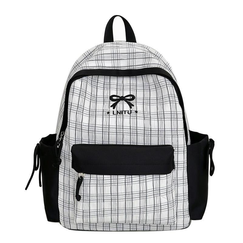 Schoolbag Japanese plaid college style high-value backpack girl campus style light and large-capacity junior and high school student schoolbag