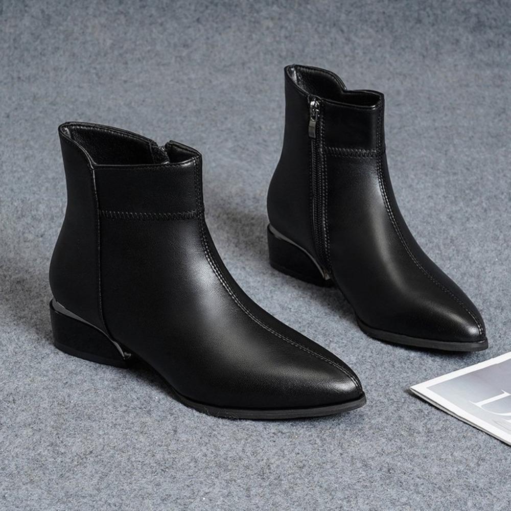 Ankle Boots for Women 2025 Autumn and Winter New Large Size Thick Heel Short Boots Women's Pointed Side Zipper Fashion Boots