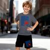 Boys 2 Piece Lobster pattern print Outfit, Short Sleeve T-Shirt and Shorts Set for Kids Age 5-14, Black and White Sporty Casual Summer Clothes