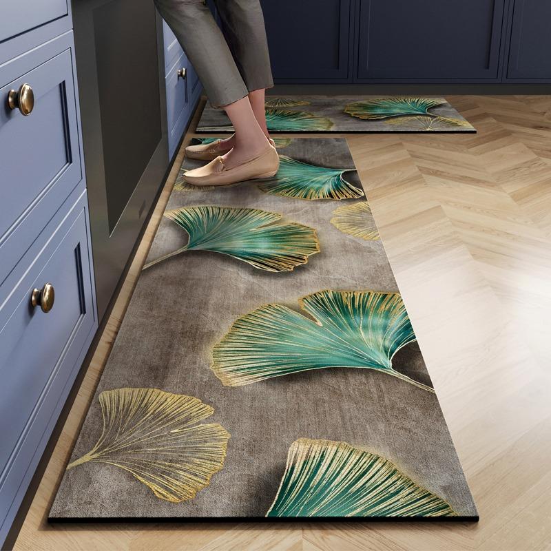 Kitchen Floor Mat Waterproof Non-slip Pvc Carpet Leather Mats Oil-proof Non-slip Area Rug Home Decoration