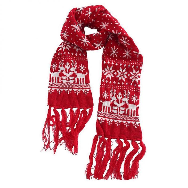 Unisex Scarf For Adults Christmas Thicken Scarf Warmth Cold Protection Long Women Autumn Winter Red 1Pcs