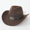 Hot-selling Top Hat, Ethnic Style Cow Label, Western Cowboy Top Hat, Rolled Brim, Retro Riding Hat, Woolen Felt Hat