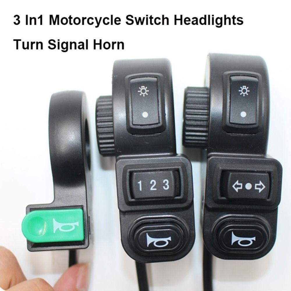 3 In1 Motorcycle Switch Universal Electric Vehicle Handlebar Switch For 22mm Handlebars