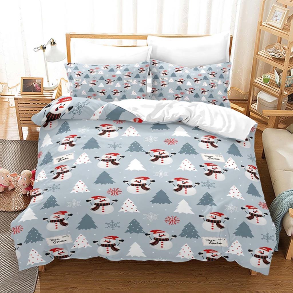 Christmas Duvet Cover Set Santa Claus Printed Bedding Set Twin Size For Child Kids Adult New Year Gift Polyester Bedclothes