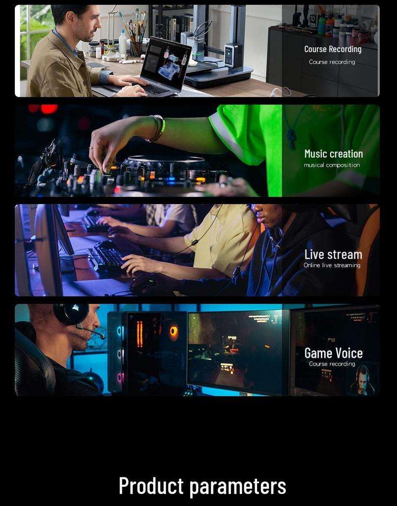 RGB Dynamic USB Microphone for Gaming, Recording, and Singing with Noise Reduction and Sound Card Integration