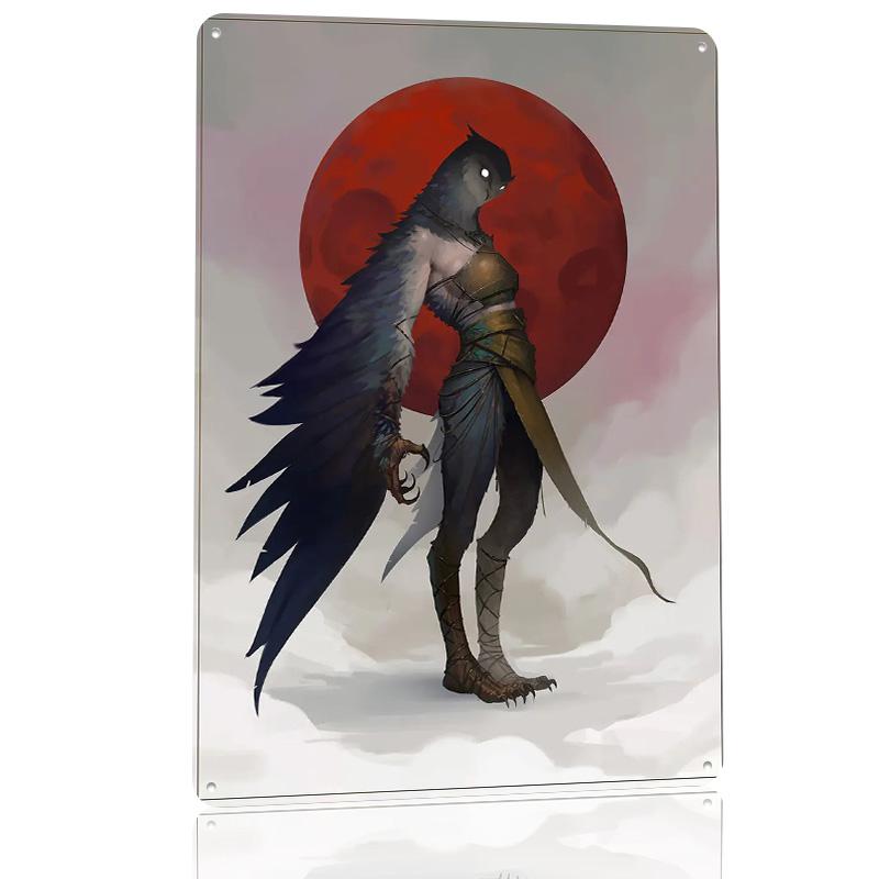 Bird Warrior D Texture Metal Poster Customized Wall Art Tin Sign Gift for Mancave Gaming Room Decoration Man Funny Signs House