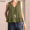 Women Casual V-Neck Solid Color Summer Sleeveless Vest Tops