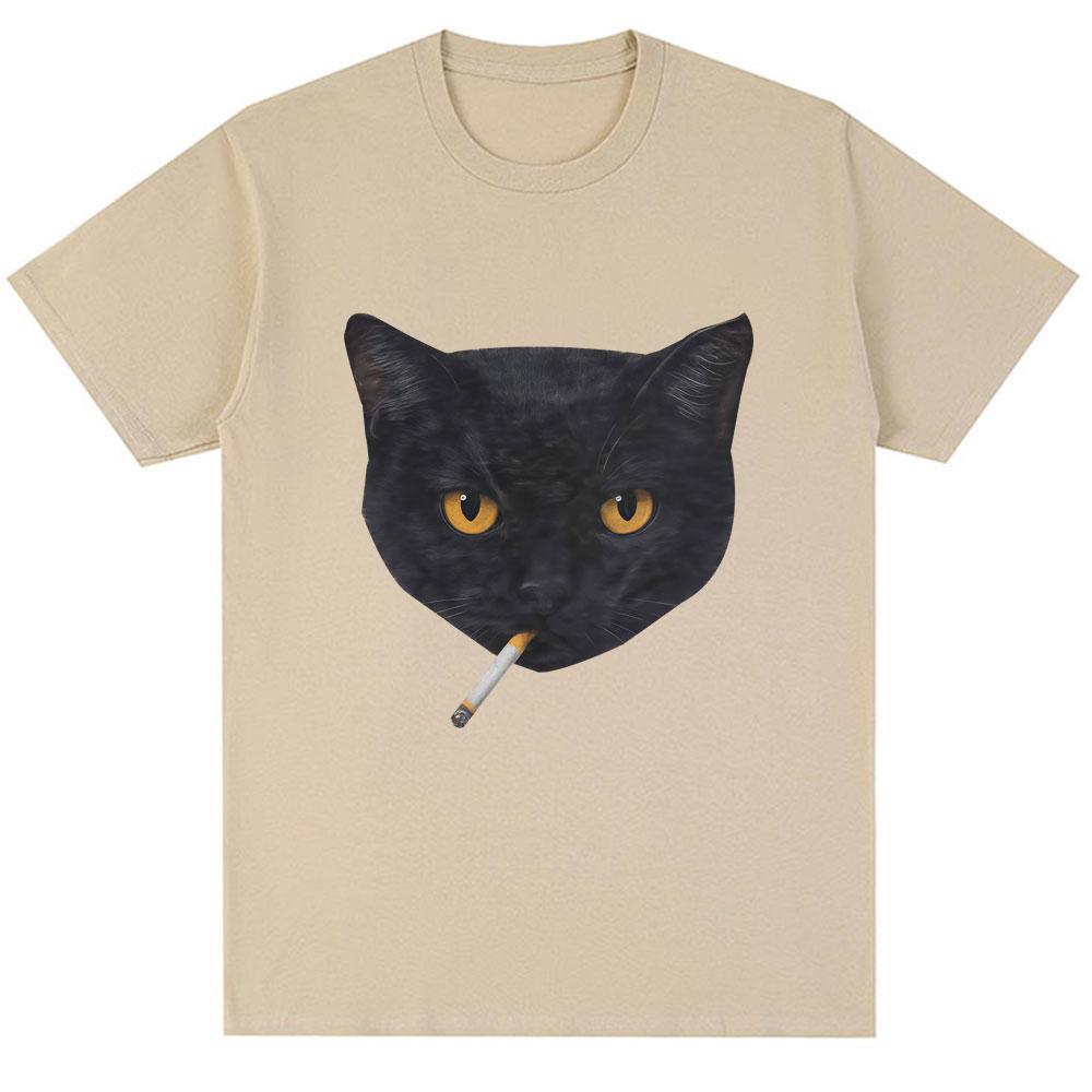 

Funny Smoking Black Cat Meme Graphic T Shirt Unisex Women Fashion Vintage Short Sleeve Oversized Cotton Casual Tshirts Streetwear 3XL