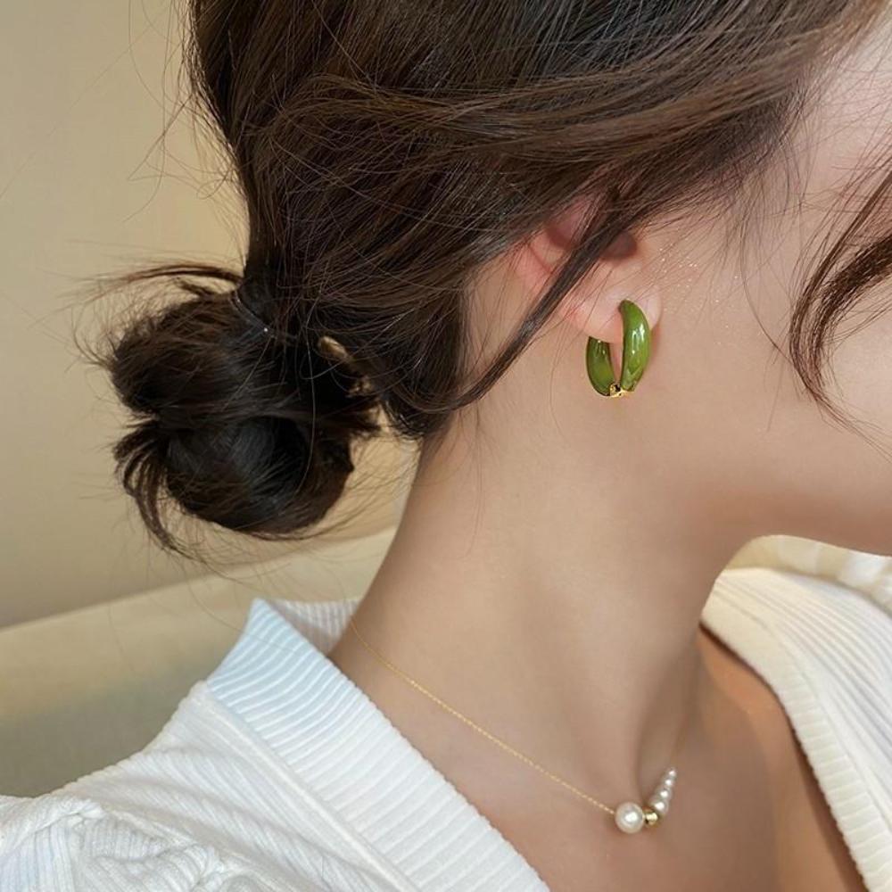 Dripping Oil Texture Minimalist Earrings Hoop Style Fashion Earrings Daily Wear