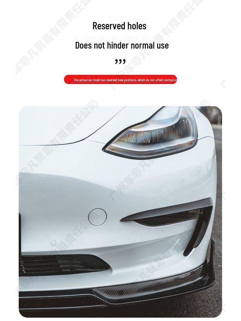 Tesla Model 3 C**T Style Carbon Fiber Body Kit: Front & Rear Lip Splitters.