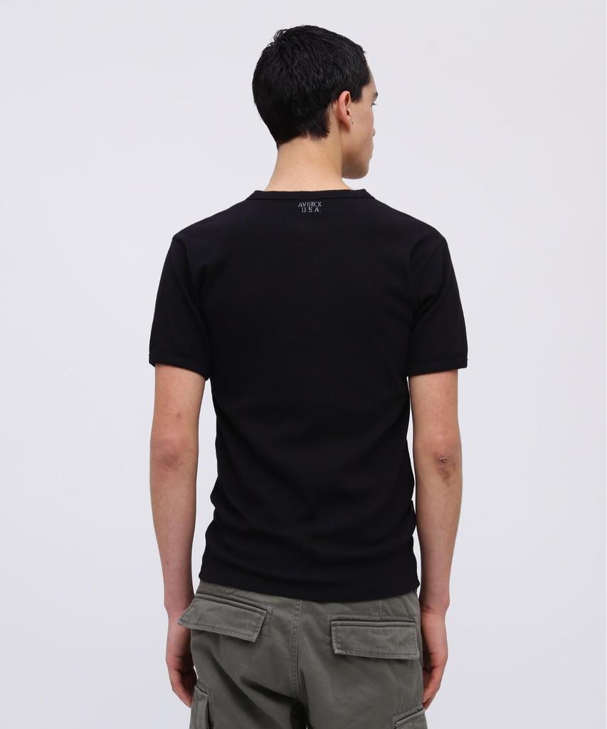 AVIREX DAILY RIB HENLYNECK TEE 6143504 Men's L Black