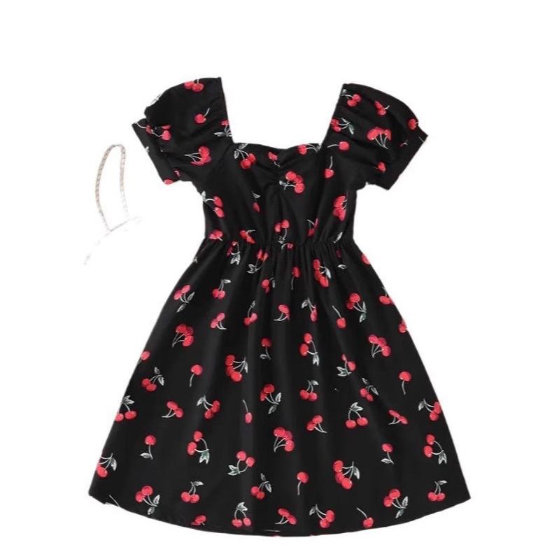 Europe, America, Temu, Amazon, Fashionable and Elegant Printed V-neck Dress, Summer New A-shaped Short Skirt Wholesale