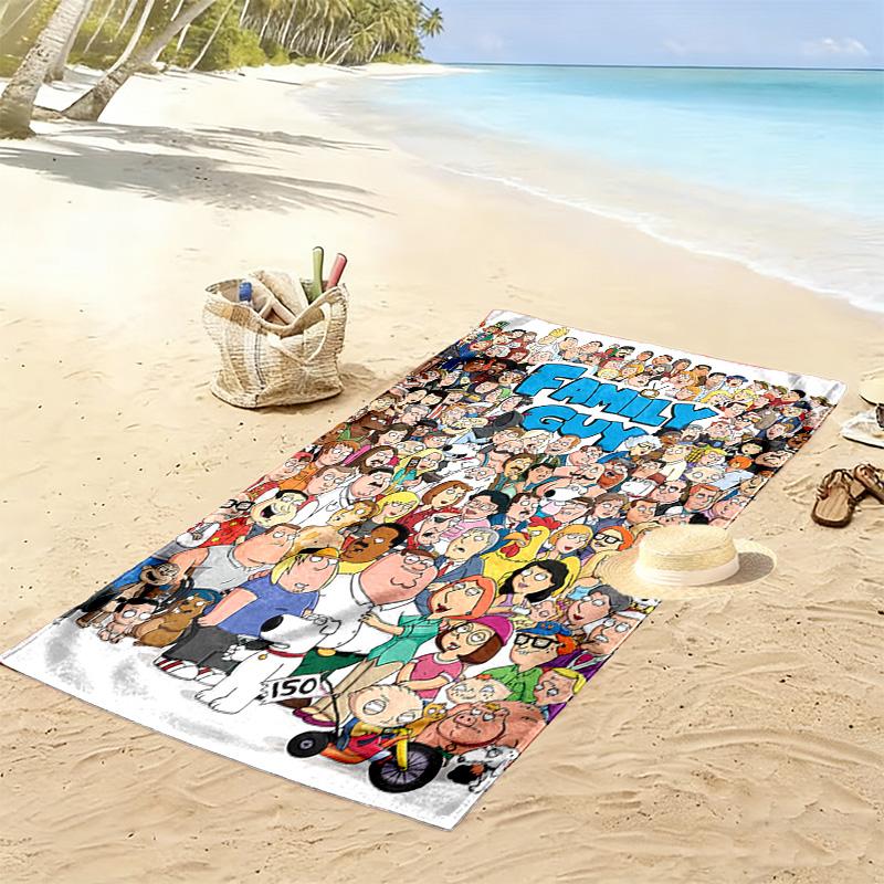 Family Guy Print Beach Towel, Large Soft Quick Dry Towel for Beach Camping Swimming