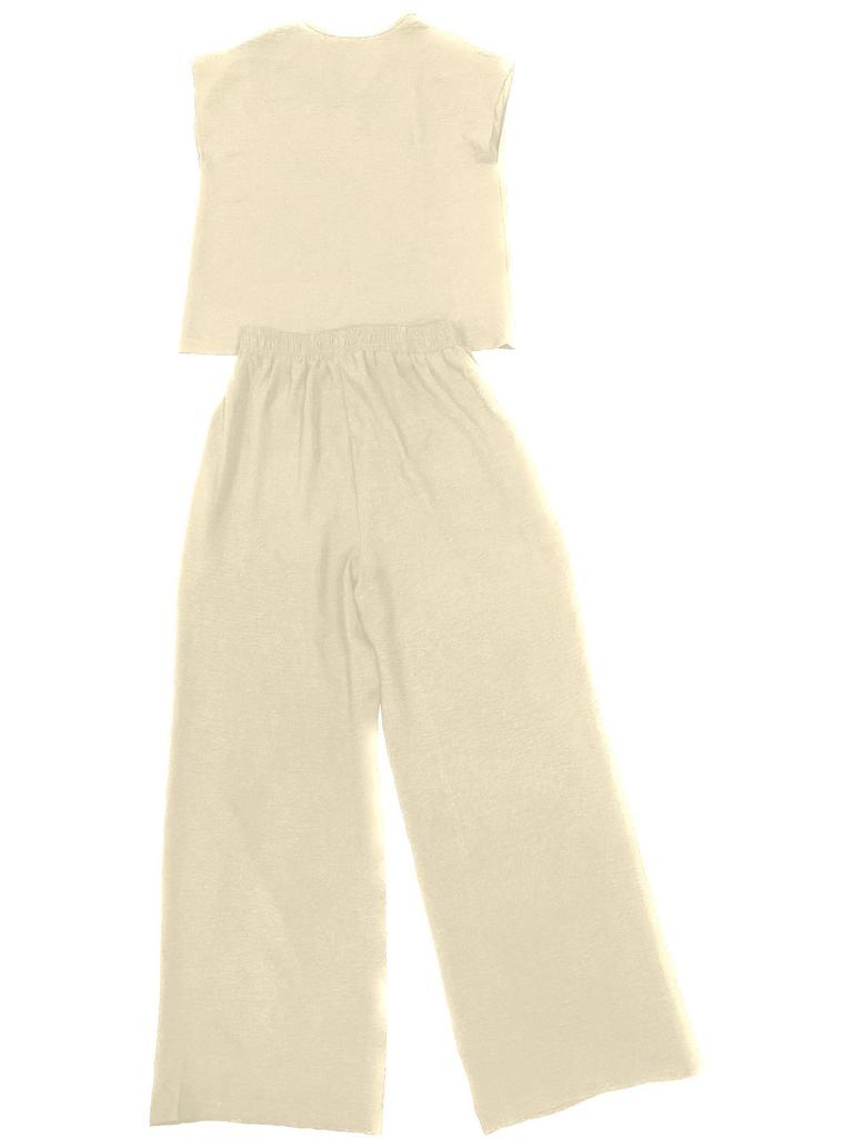 Sommer 2025 American Beauty Ärmelloses V-Ausschnitt-Top + Weitbein-Hose mit Kordelzug Lässiges Set