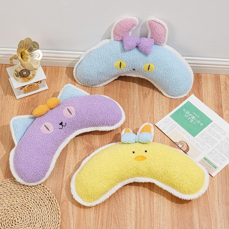 Pet Bow Half Moon Pillow Cat Sleep U-shaped Pillow Cute Plush Toy Dog Mattress Dog Beds for Small Dogs
