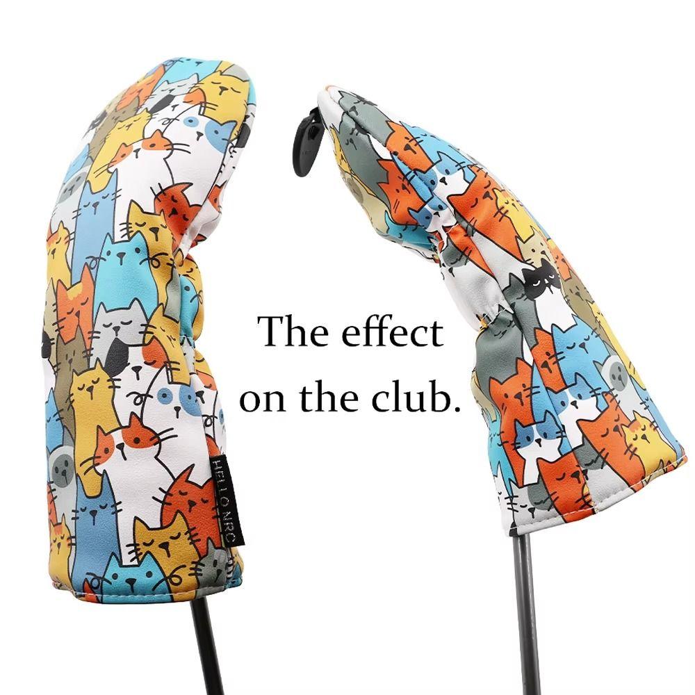 PU Leather Golf Club Head Cover Cartoon Animal Golf Club Protector Mallet Putter