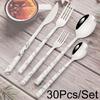 24/30Pcs Knife Forks Dessert Spoon Cutlery Set White Wood Handle Dinnerware Set Steak Stainless Steel Tableware Kitchen Flatware