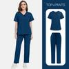Color Matching Men'S And Women'S Thin Solid Color Short-Sleeved Trousers Doctor Nurse Beauty Salon Decoration Staff Construction Site Work Clothes Set