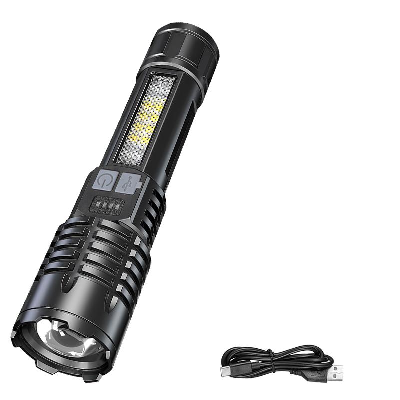 Ultra Bright LED Flashlight 2000LM Type-C Rechargeable Long Range Zoom Tactical Torch Outdoor Emergency Camping Fishing Lantern