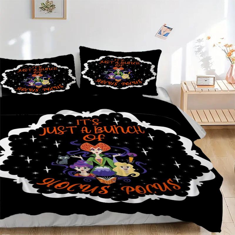Hocus Pocus Halloween Magic Print 3Pcs Bedding Setduvet Cover With 2 Bedropillowcase Home Birthday Gift