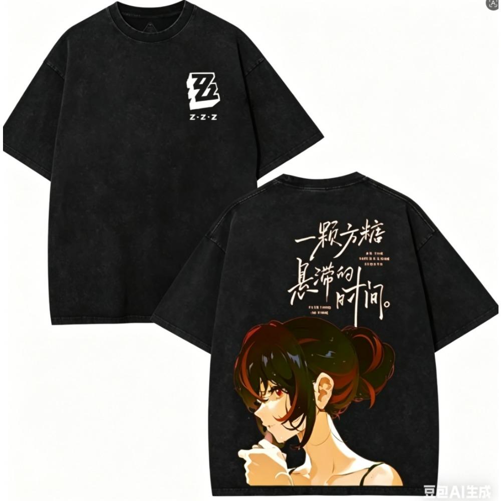Zenless Zone Zero Anime Lover Washed T-shirt Year round clothing high quality personality Clothes Plus Size Unisex New Model Couples tee