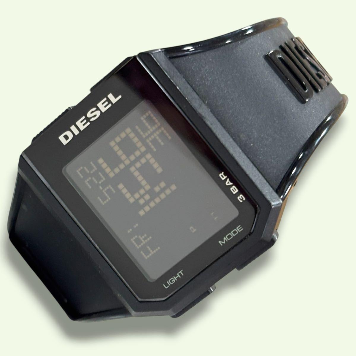 Used DIESEL DZ-1918 Digital Watch Black Men s 3BAR Diesel Watch Good Condition