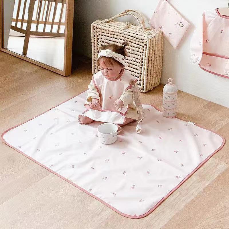 

Korean Quilted Pure Cotton Embroidered Multi-Functional Waterproof Foldable Diaper Bag with Breathable, Sweat-Absorbent, Urine-Proof Pad One Size