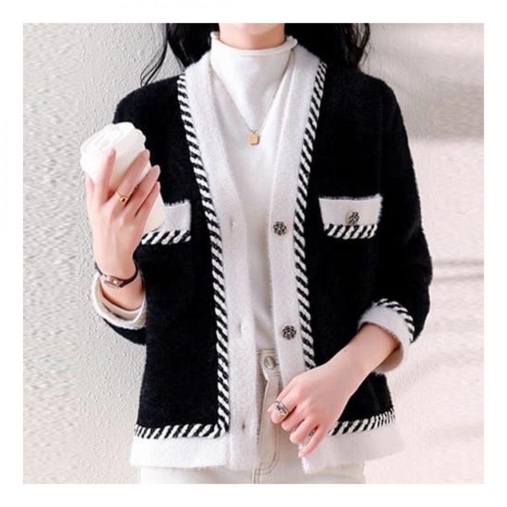 Navava Long Sleeve Knit Cardigan Nc228 Vintage Color Block