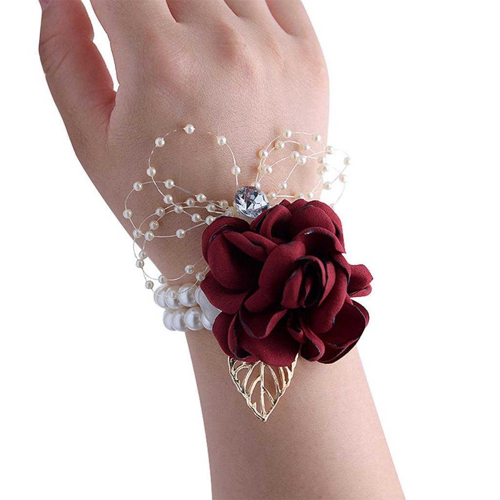 Wrist Flower Wedding Ceremony Decoration Rose Wrist Corsage For Ceremonies Prom Homecoming Beach Party Anniversary