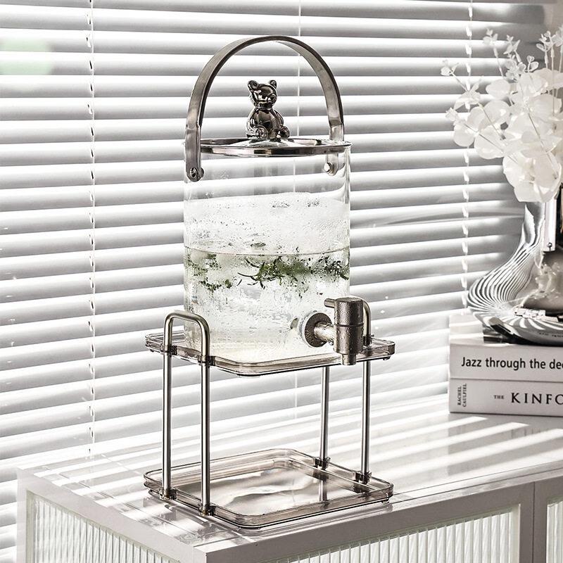 Glass Cold Water Pitcher with Faucet