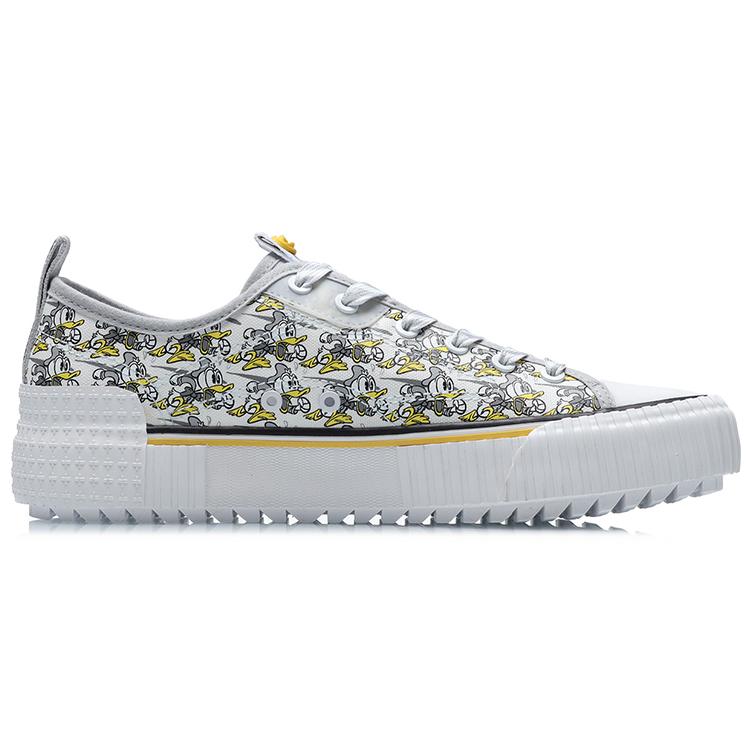 Disney x Li Ning Breathable Slip Resistant Cushioning Low top Skateboard Shoes Unisex Gray White AGCR177-3