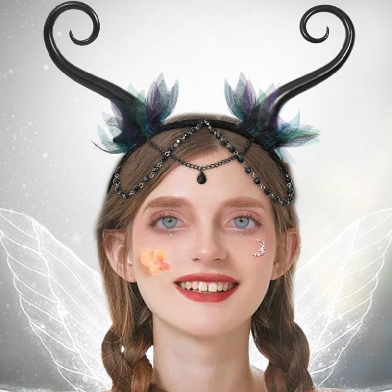 Hexenkostüm Haarreif Gothic Dark Fairy Haarstyling für Live-Show Stirnbänder Gothic Karneval