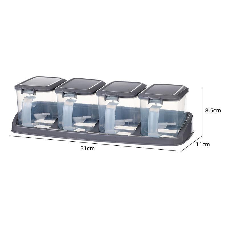 Household Plastic Condiment Box with Lid Moisture Proof Kitchen Portable Seasoning Storage Rack Spice Organizer Transparent Jar