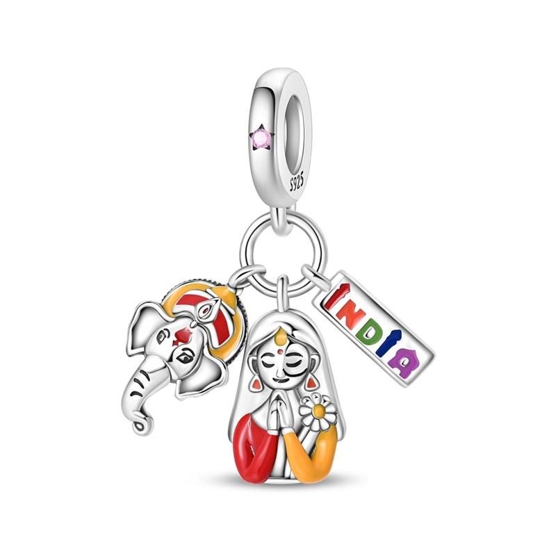 Charms Bead Copper Winter Series Snowman Elk Christmas Pendants Fit Bangle Bracelet Necklace Diy Jewelry