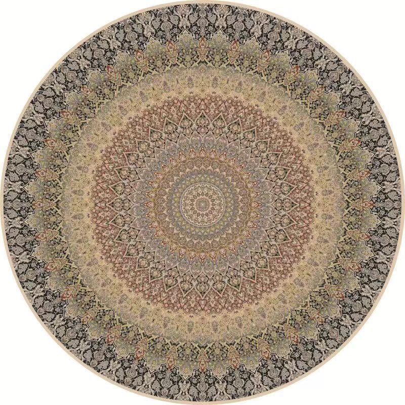 Bohemian Style rug Loop Pile Circular Living Room Rug Dirt-Resistant Wear-Resistant Anti-Slip Mat Bedroom Bedside Carpet 60x60cm