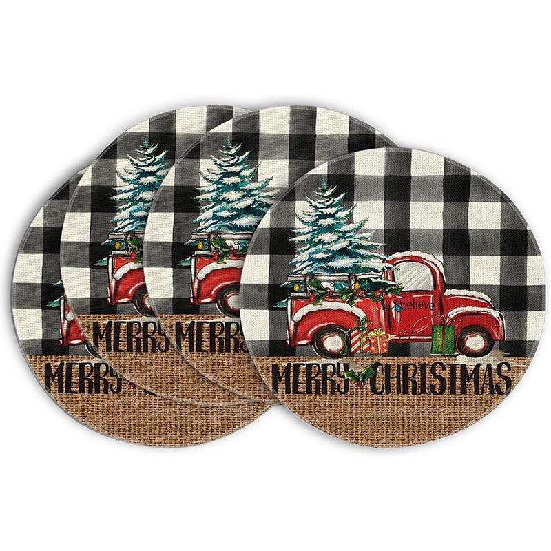 Festive Style Christmas Round Placemats - 4-Piece Set for Holiday Table Decor